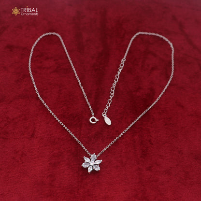925 sterling silver floral style zircon stone pendant for women's  ms163