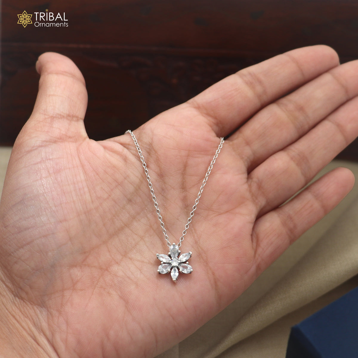 925 sterling silver floral style zircon stone pendant for women's  ms163