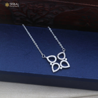 925 sterling silver floral style zircon stone elegant pendant for women's  ms164
