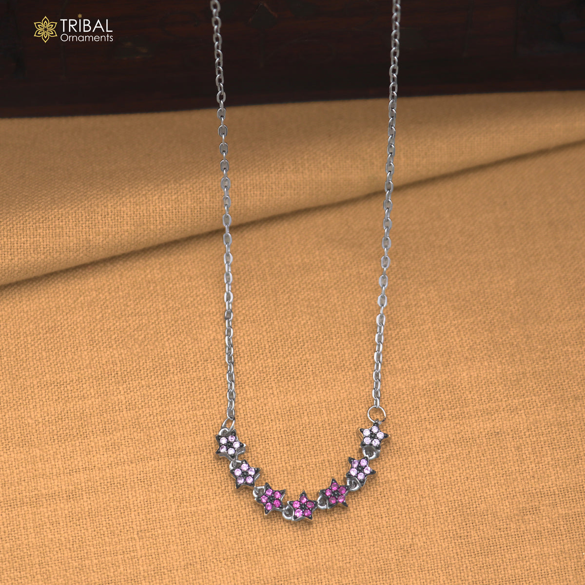 925 sterling silver zircon stone star design amazing necklace for women ms167