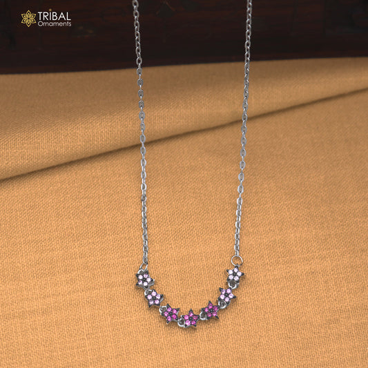 925 sterling silver zircon stone star design amazing necklace for women ms167