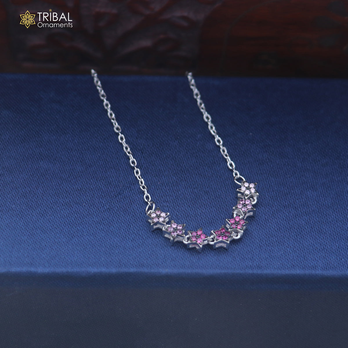 925 sterling silver zircon stone star design amazing necklace for women ms167
