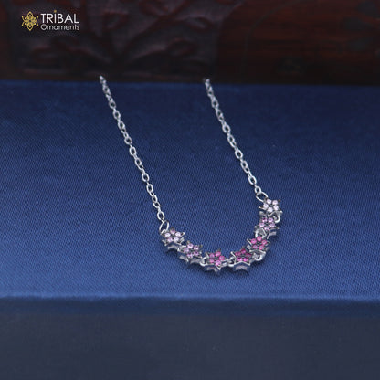 925 sterling silver zircon stone star design amazing necklace for women ms167