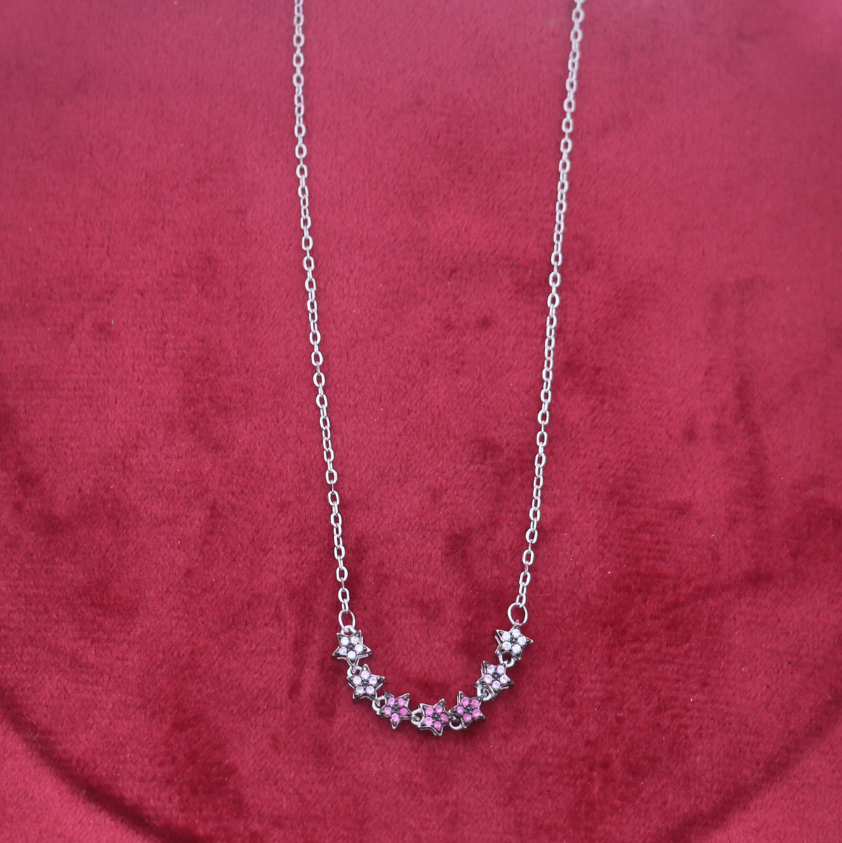 925 sterling silver zircon stone star design amazing necklace for women ms167