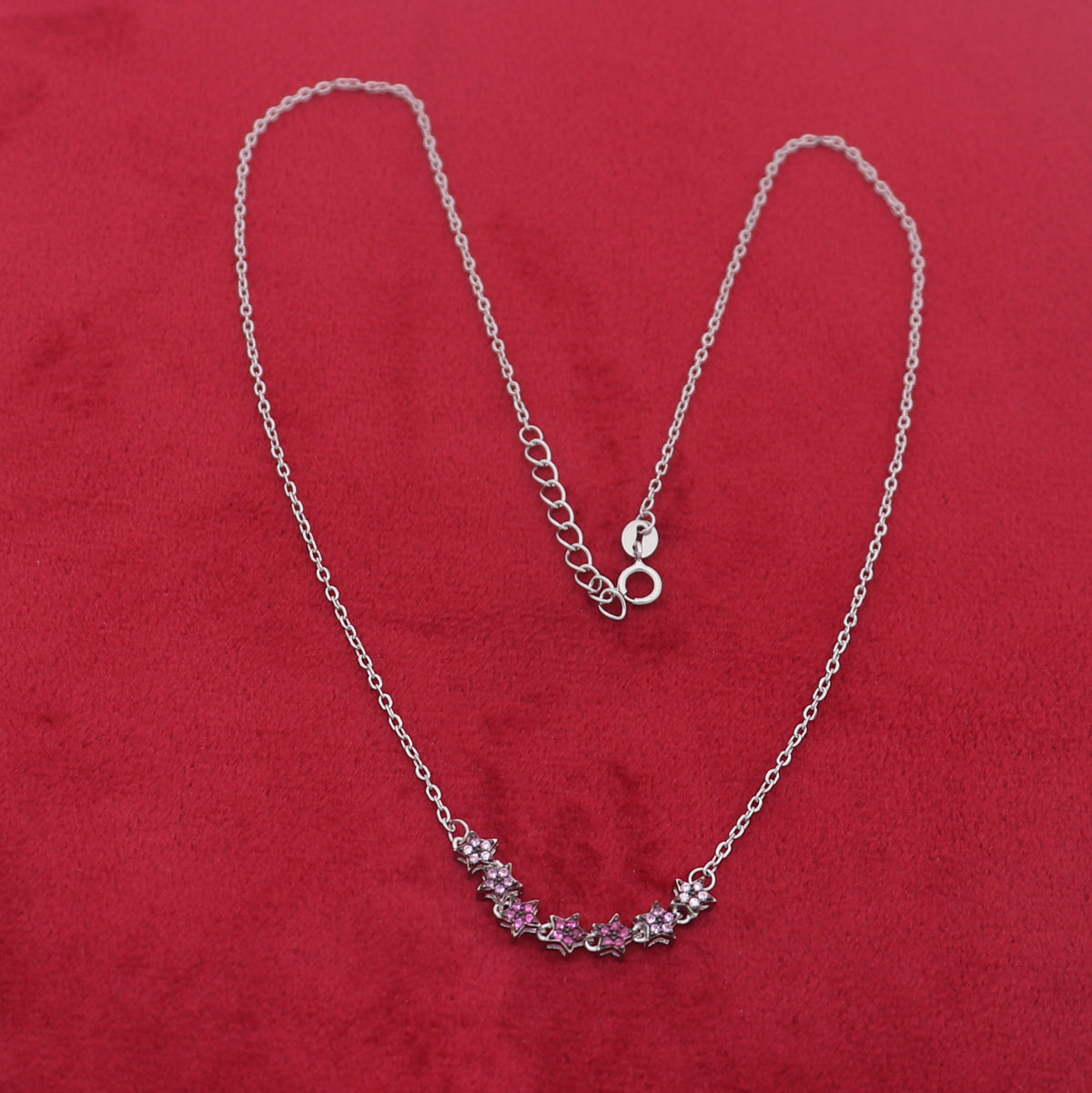 925 sterling silver zircon stone star design amazing necklace for women ms167