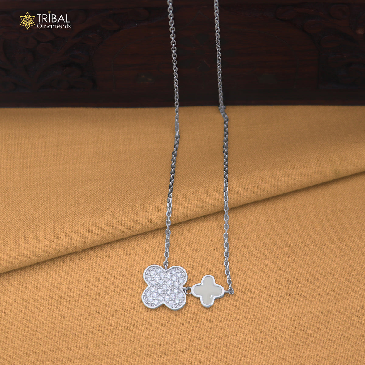 925 sterling silver zircon stone floral style amazing necklace for women ms168