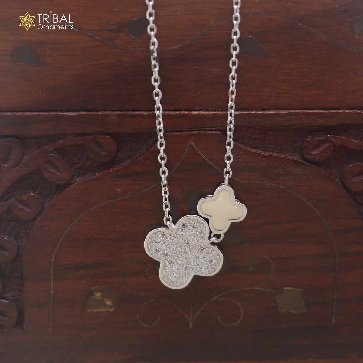 925 sterling silver zircon stone floral style amazing necklace for women ms168