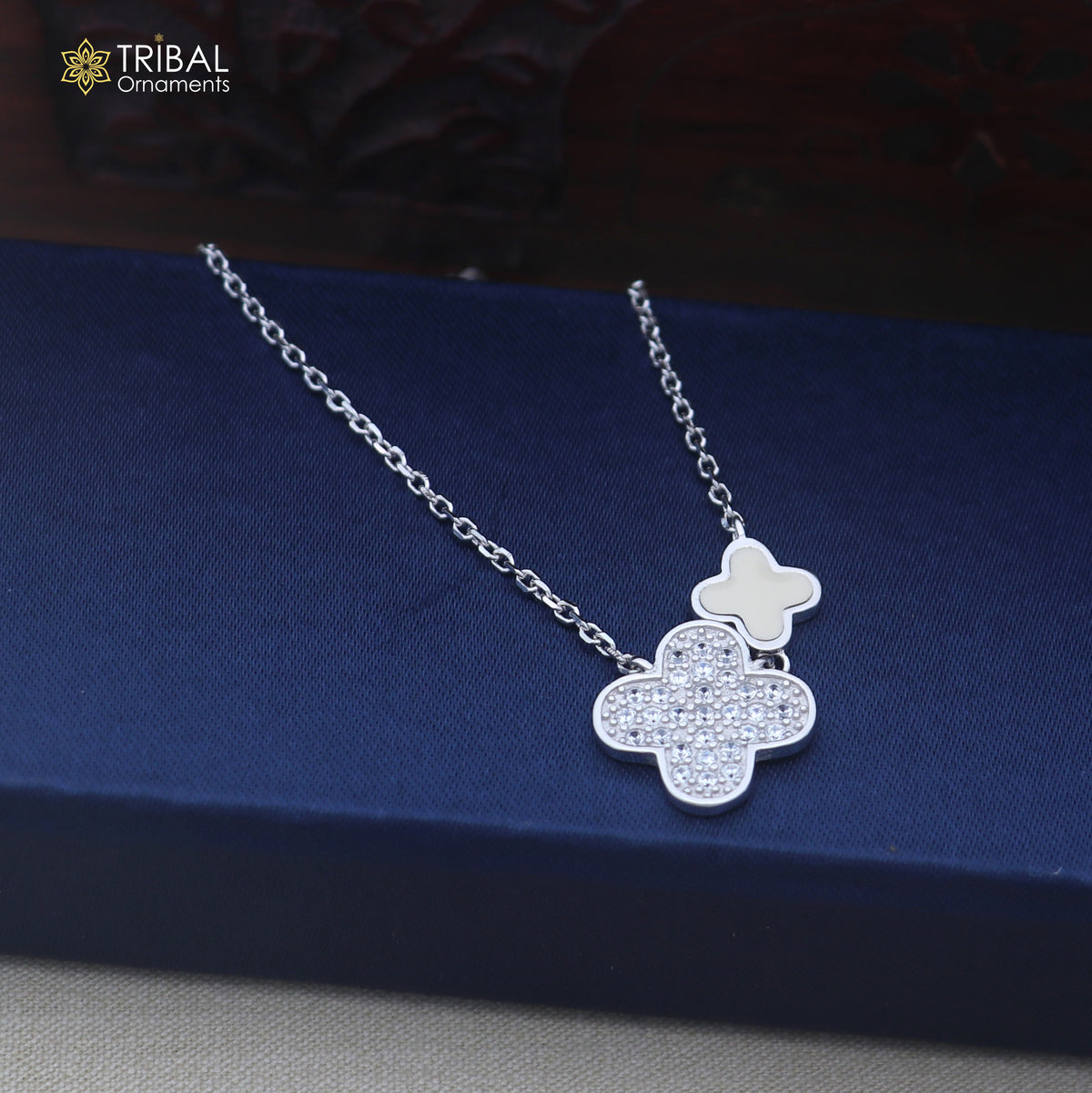 925 sterling silver zircon stone floral style amazing necklace for women ms168