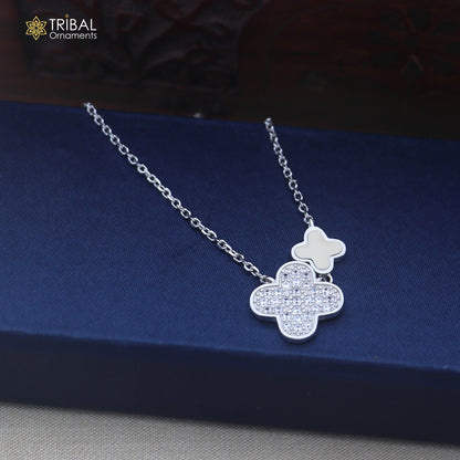 925 sterling silver zircon stone floral style amazing necklace for women ms168