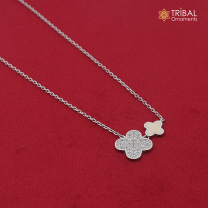 925 sterling silver zircon stone floral style amazing necklace for women ms168