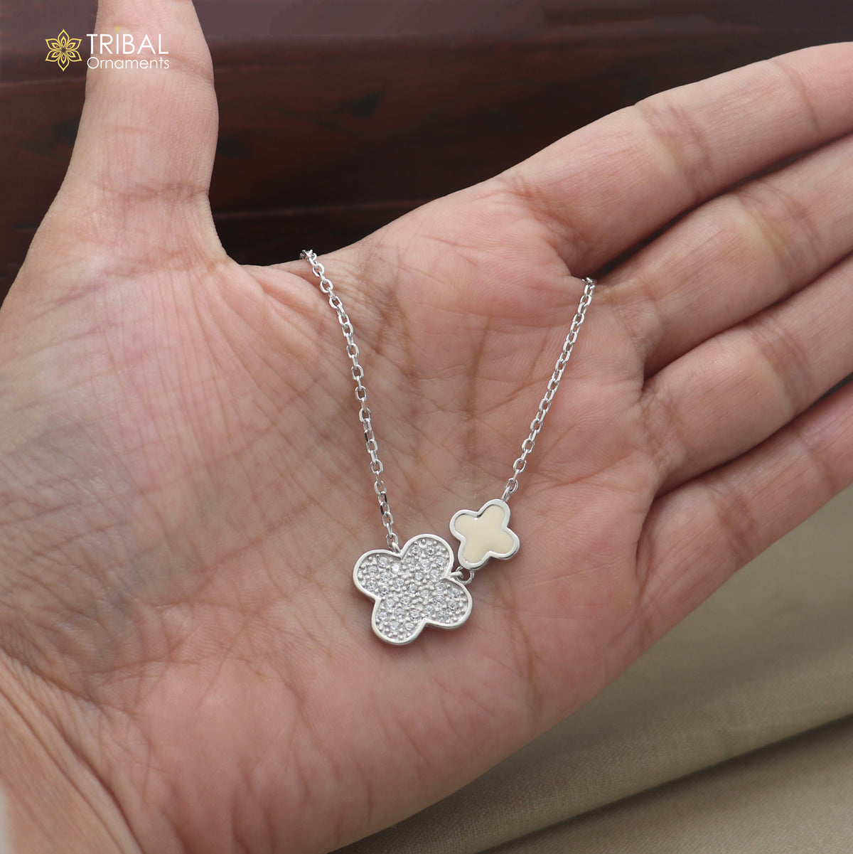 925 sterling silver zircon stone floral style amazing necklace for women ms168