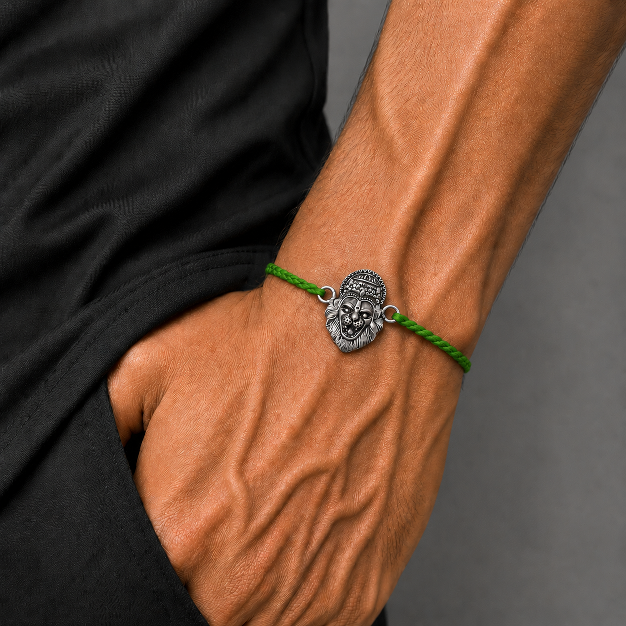 925 Sterling silver Narsimha design thread rakhi bracelet rk352