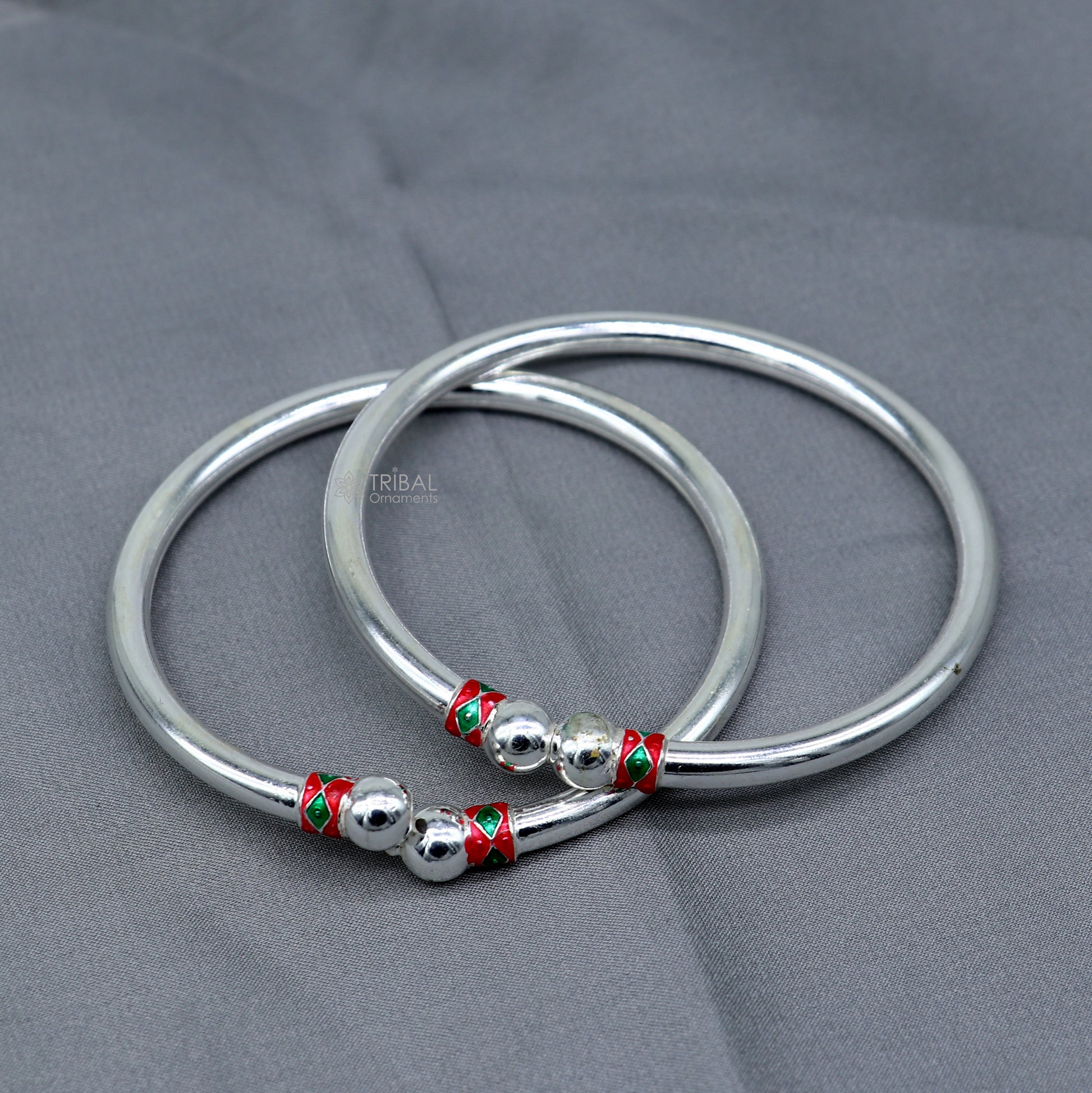 925 sterling silver handmade fabulous plain shine design bangle bracelet kada jewelry, single ball kada bangle nba427 - TRIBAL ORNAMENTS
