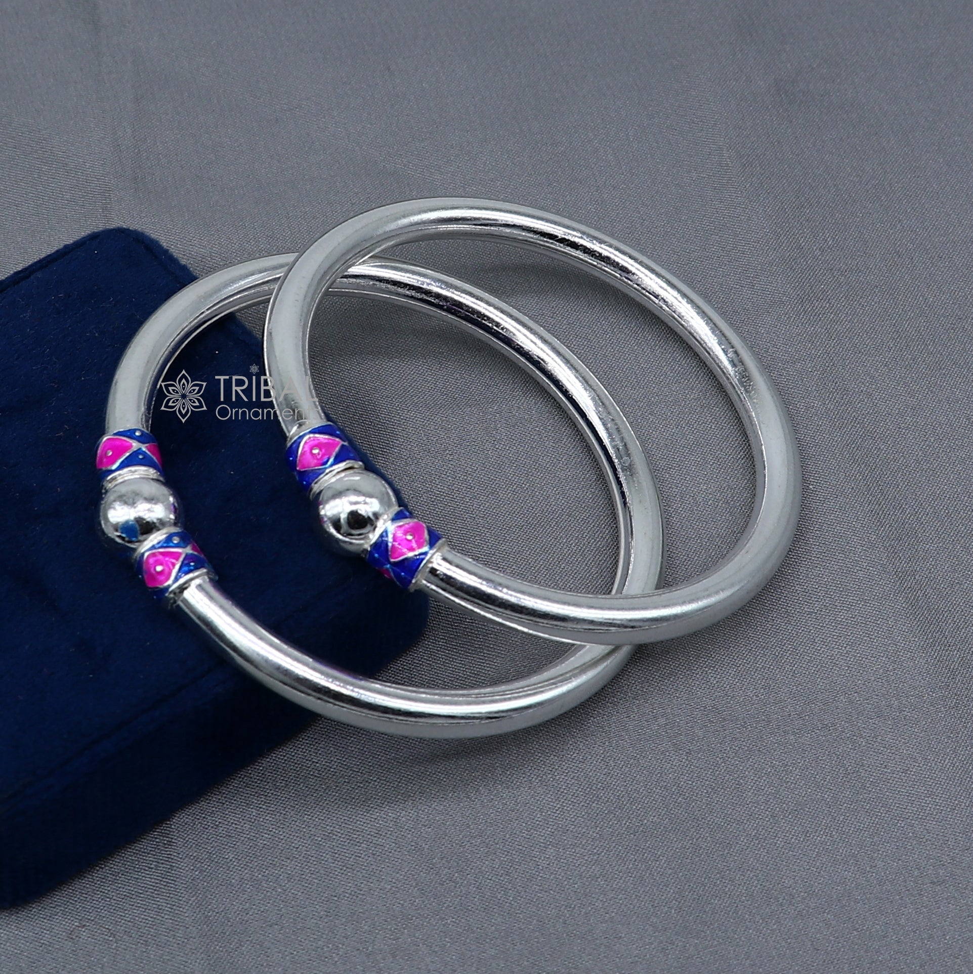 925 sterling silver handmade plain Ball design bangle bracelet kada jewelry, single ball kada bangle nba429 - TRIBAL ORNAMENTS