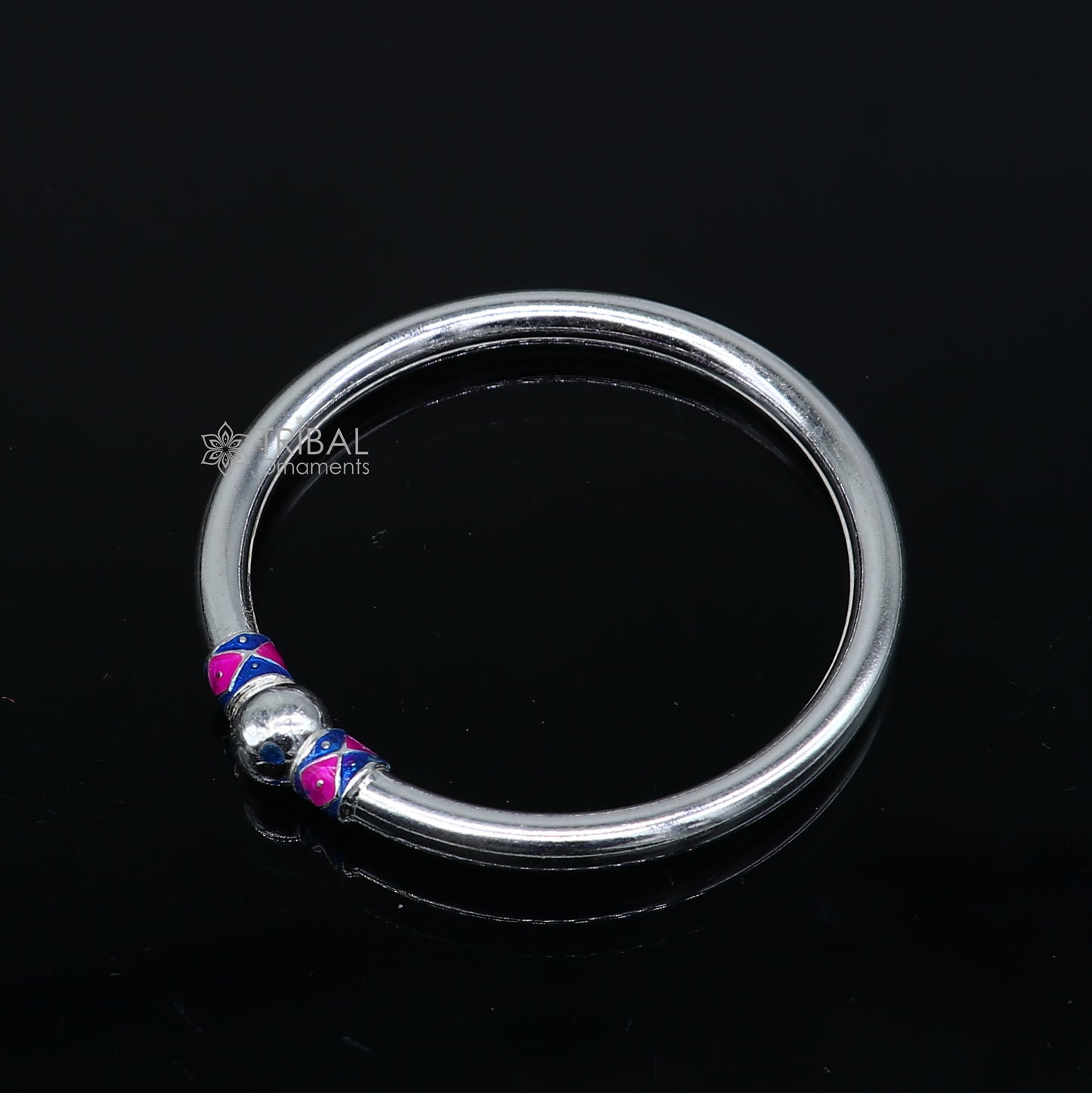 925 sterling silver handmade plain Ball design bangle bracelet kada jewelry, single ball kada bangle nba429 - TRIBAL ORNAMENTS