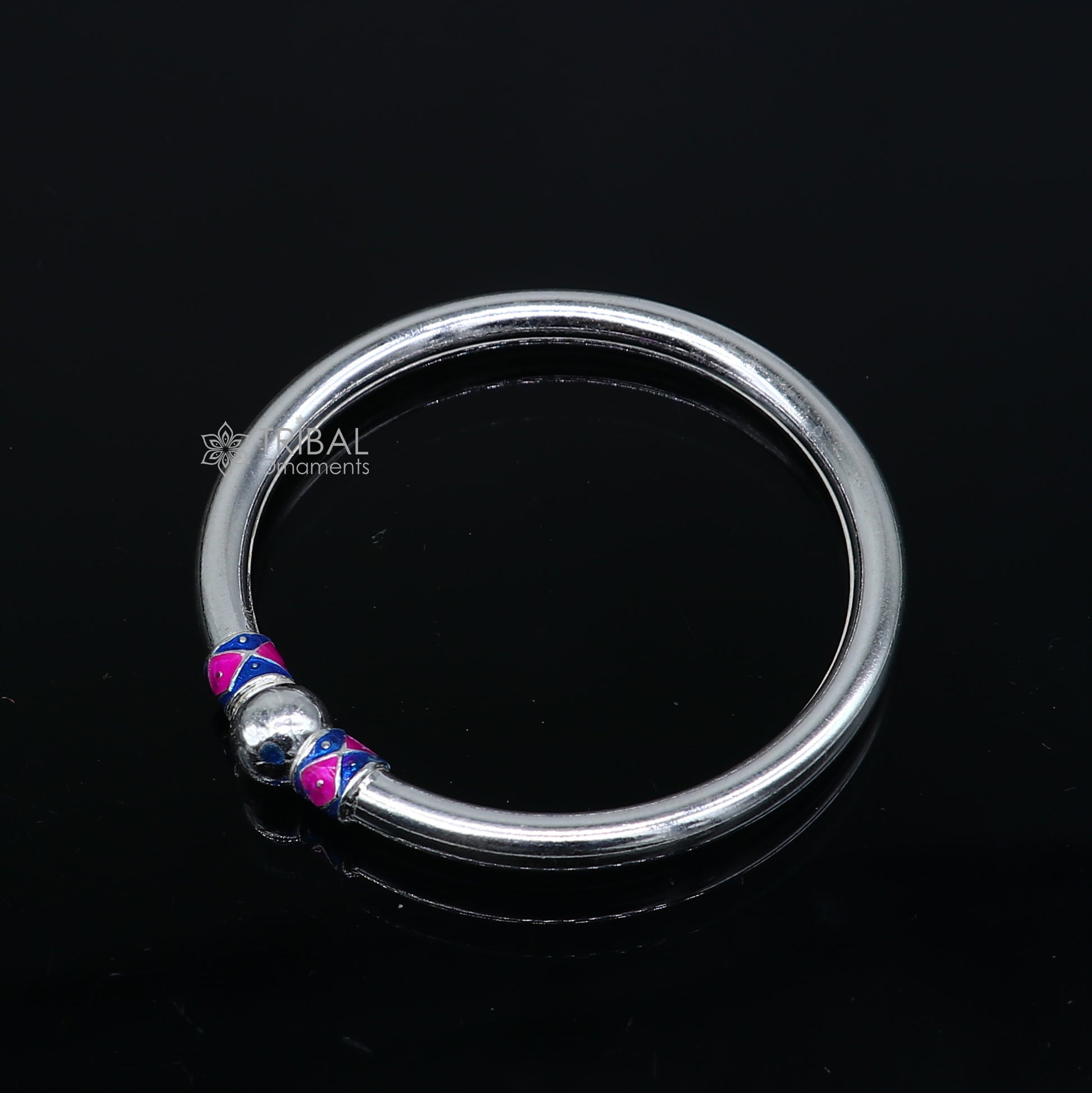 925 sterling silver handmade plain Ball design bangle bracelet kada jewelry, single ball kada bangle nba429 - TRIBAL ORNAMENTS