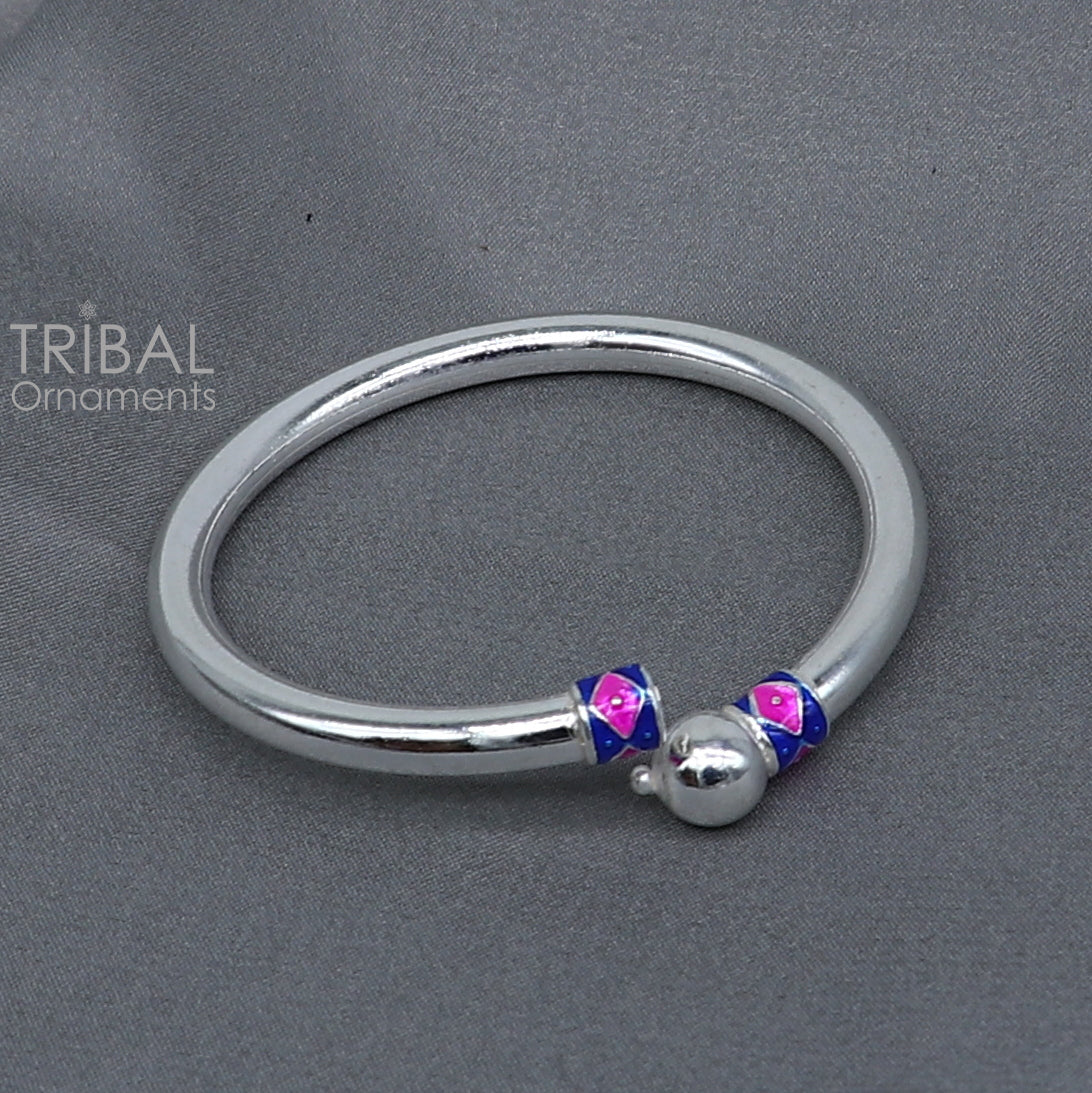 925 sterling silver handmade plain Ball design bangle bracelet kada jewelry, single ball kada bangle nba429 - TRIBAL ORNAMENTS