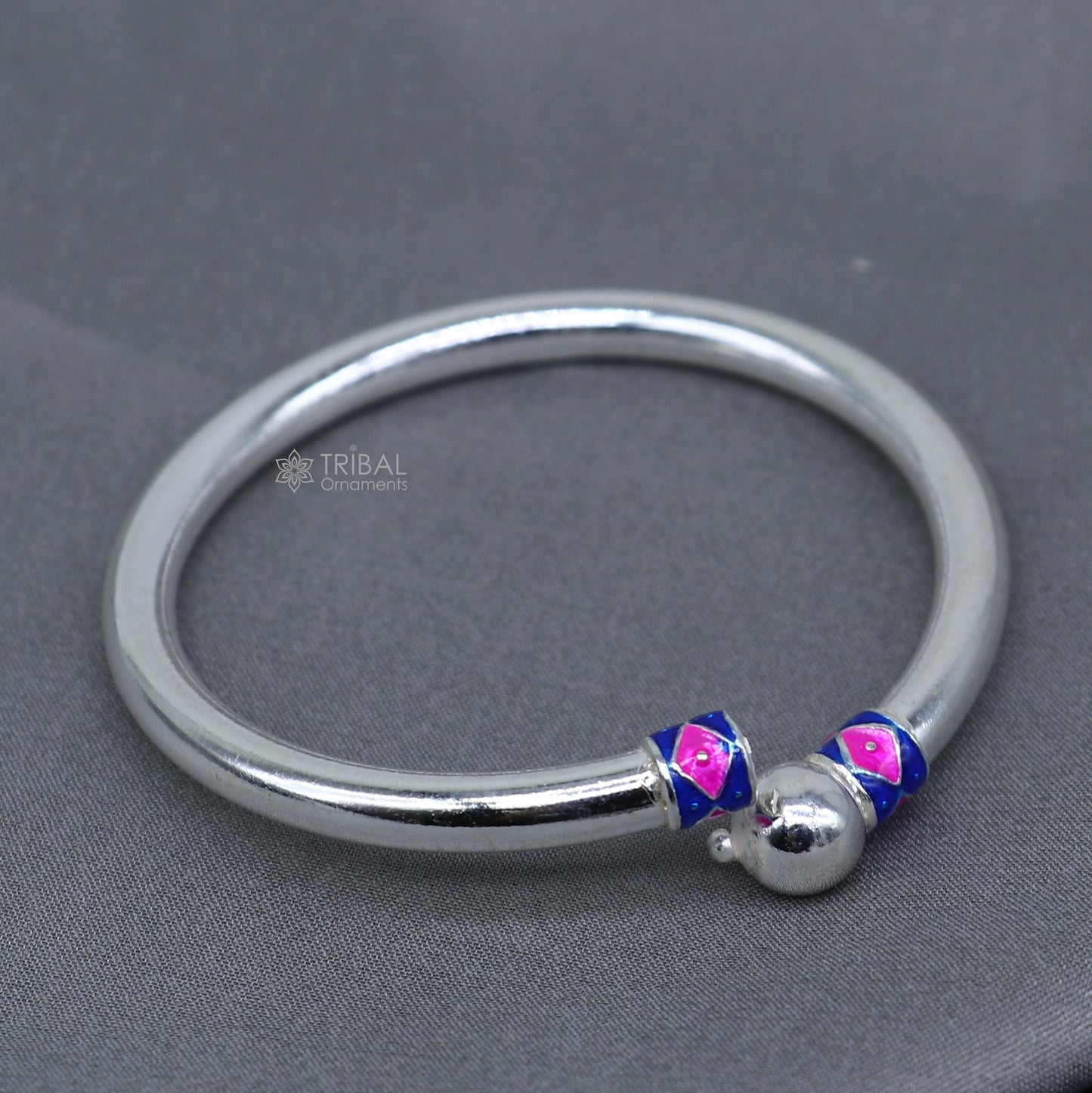 925 sterling silver handmade plain Ball design bangle bracelet kada jewelry, single ball kada bangle nba429 - TRIBAL ORNAMENTS