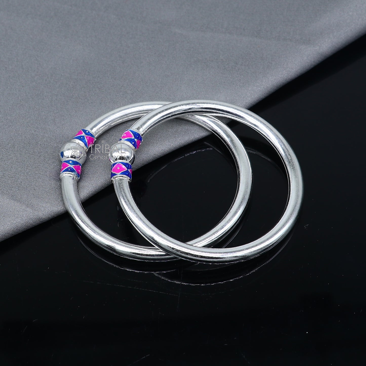 925 sterling silver handmade plain Ball design bangle bracelet kada jewelry, single ball kada bangle nba429 - TRIBAL ORNAMENTS