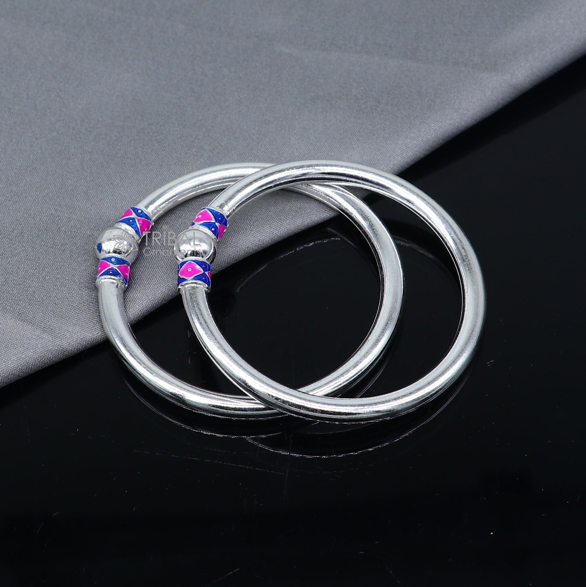 925 sterling silver handmade plain Ball design bangle bracelet kada jewelry, single ball kada bangle nba429 - TRIBAL ORNAMENTS