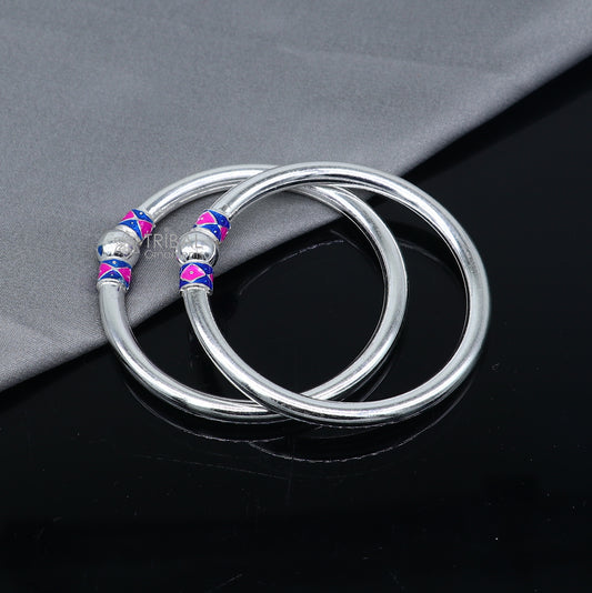 925 sterling silver handmade plain Ball design bangle bracelet kada jewelry, single ball kada bangle nba429 - TRIBAL ORNAMENTS