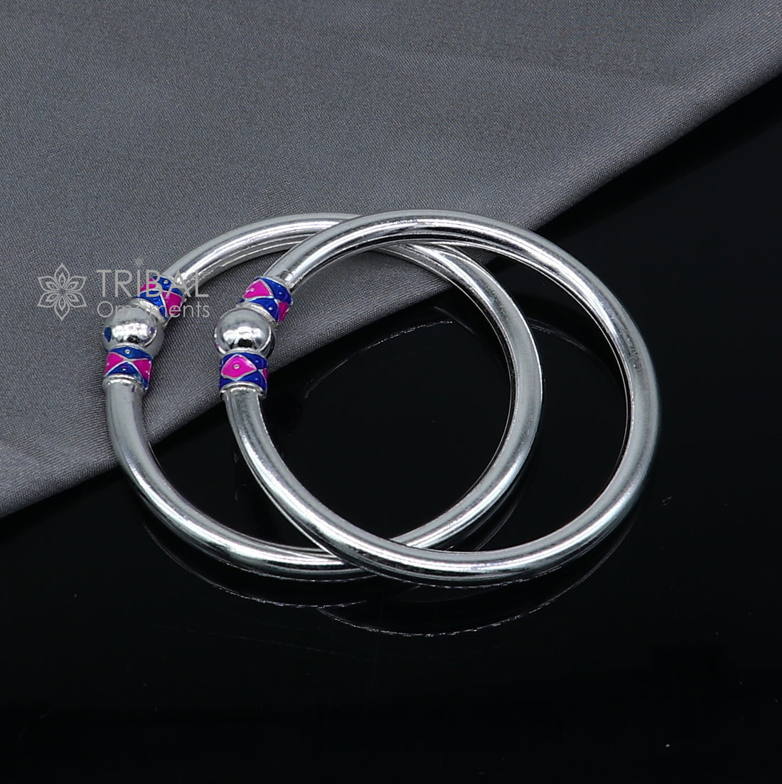 925 sterling silver handmade plain Ball design bangle bracelet kada jewelry, single ball kada bangle nba429 - TRIBAL ORNAMENTS