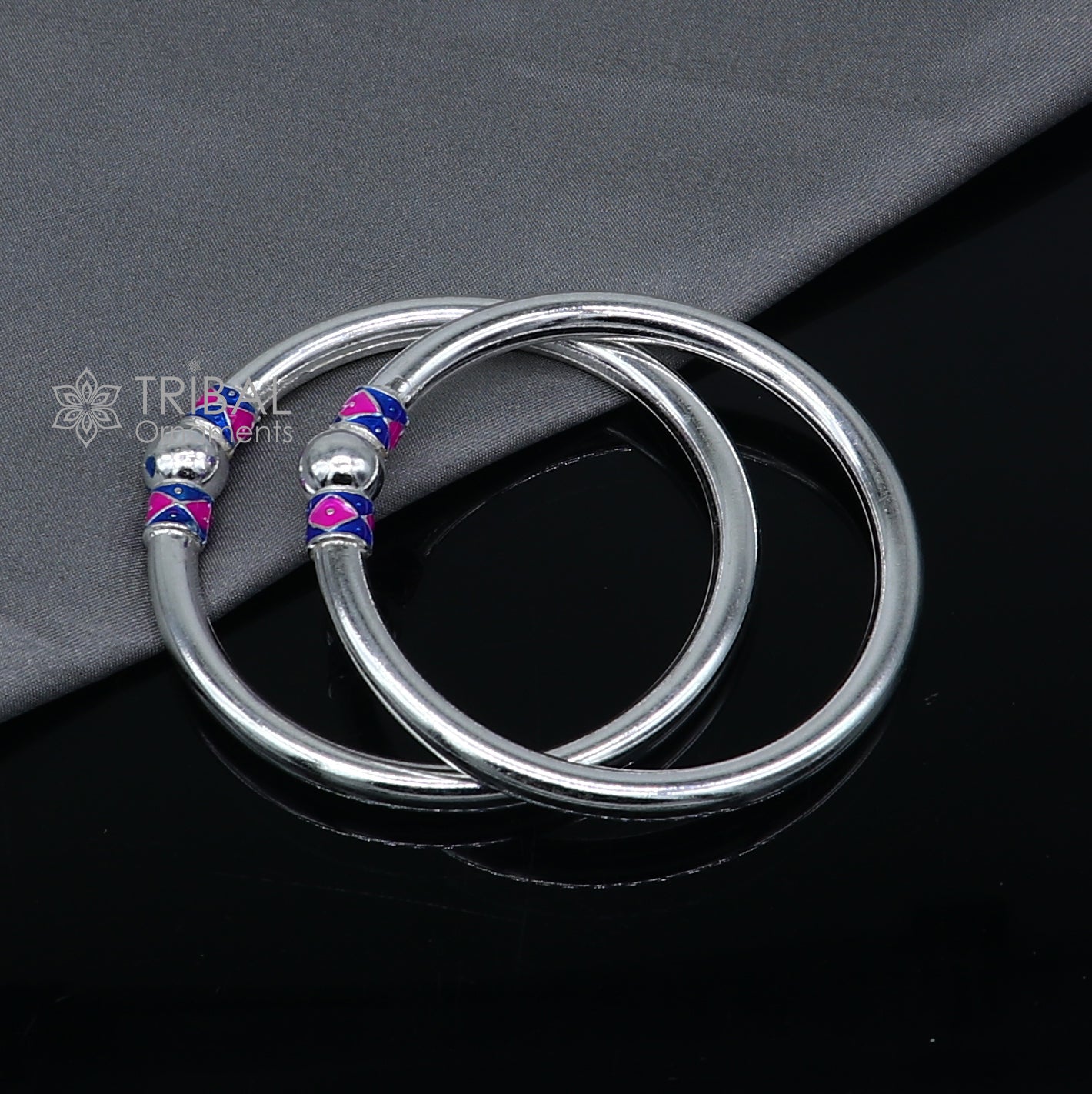 925 sterling silver handmade plain Ball design bangle bracelet kada jewelry, single ball kada bangle nba429 - TRIBAL ORNAMENTS