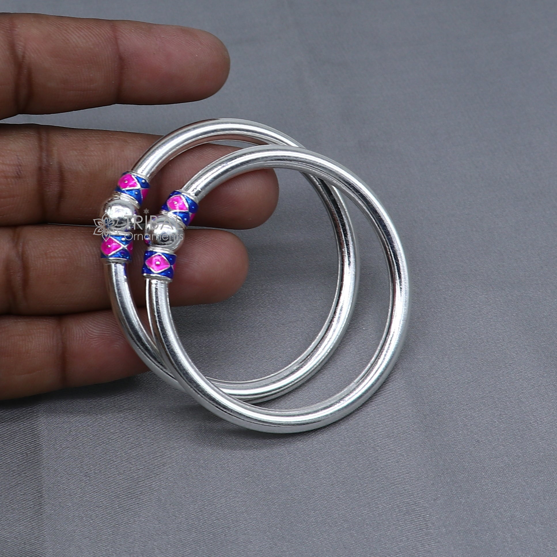 925 sterling silver handmade plain Ball design bangle bracelet kada jewelry, single ball kada bangle nba429 - TRIBAL ORNAMENTS