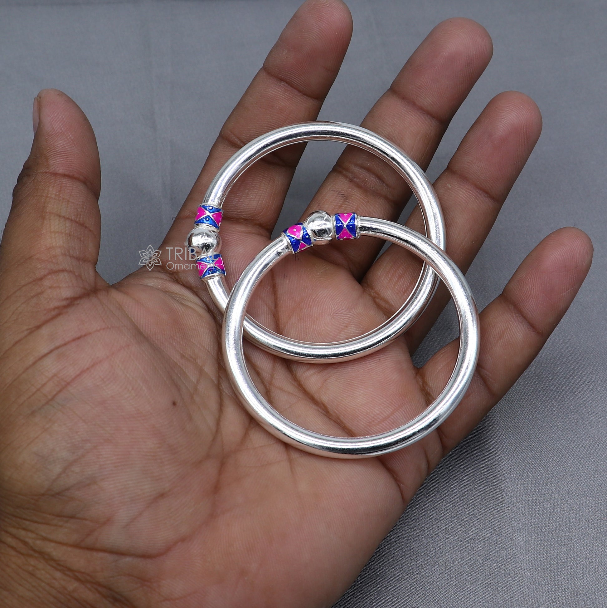 925 sterling silver handmade plain Ball design bangle bracelet kada jewelry, single ball kada bangle nba429 - TRIBAL ORNAMENTS