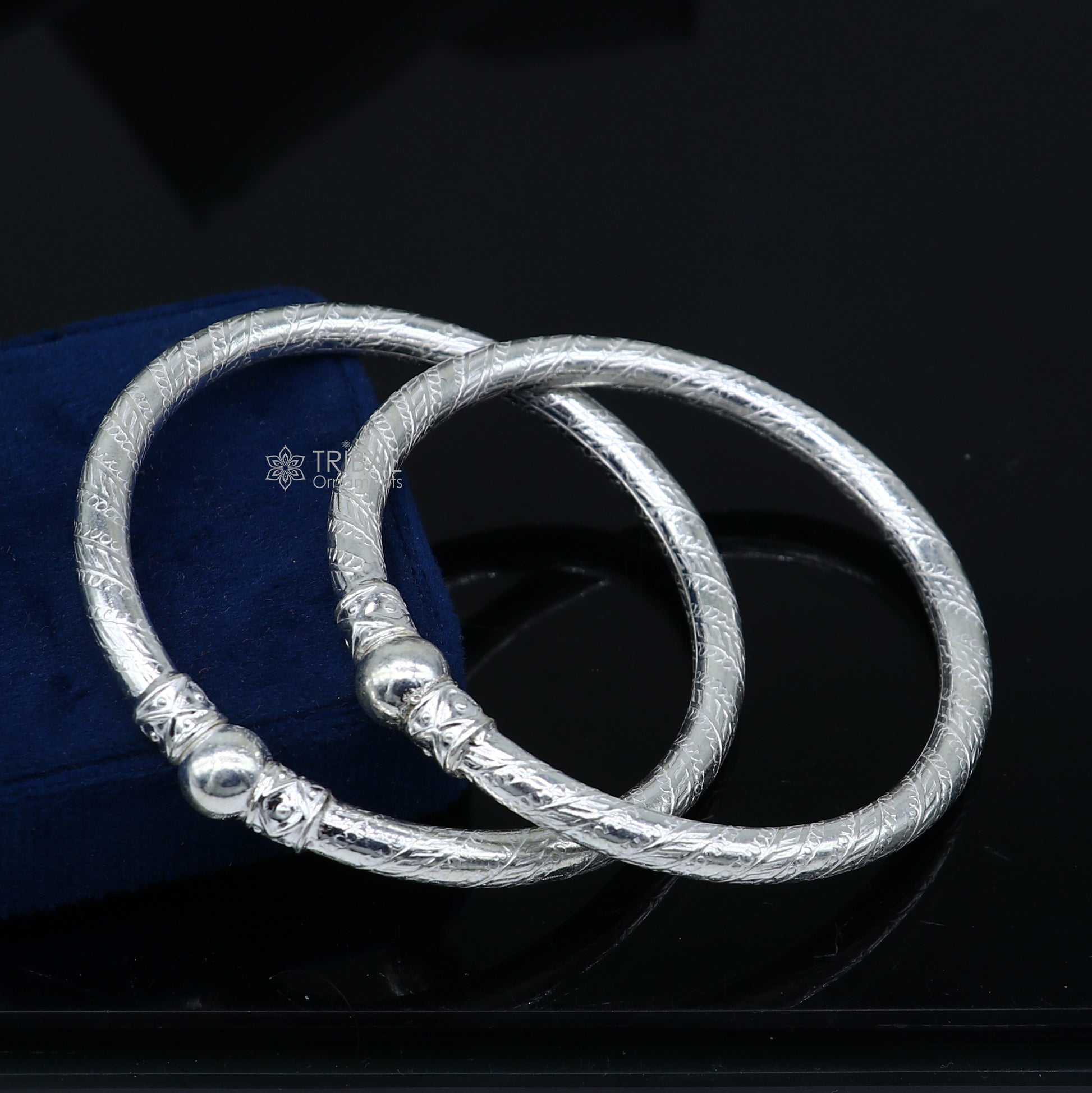 925 sterling silver handmade plain Ball design bangle bracelet kada jewelry, unique ball kada bangle for girls nba432 - TRIBAL ORNAMENTS