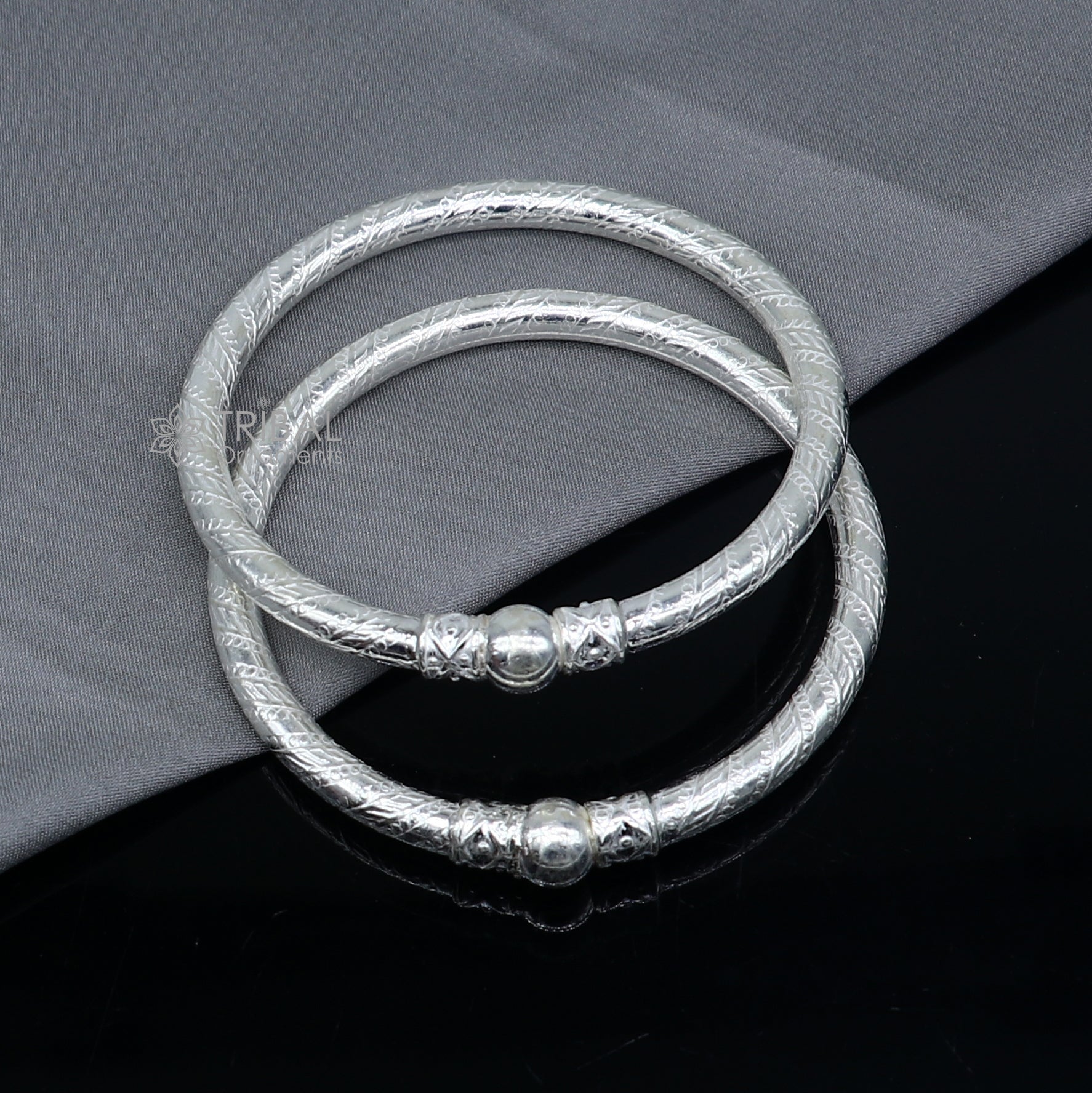 925 sterling silver handmade plain Ball design bangle bracelet kada jewelry, unique ball kada bangle for girls nba432 - TRIBAL ORNAMENTS