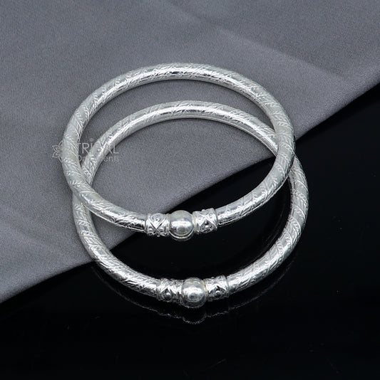925 sterling silver handmade plain Ball design bangle bracelet kada jewelry, unique ball kada bangle for girls nba432 - TRIBAL ORNAMENTS