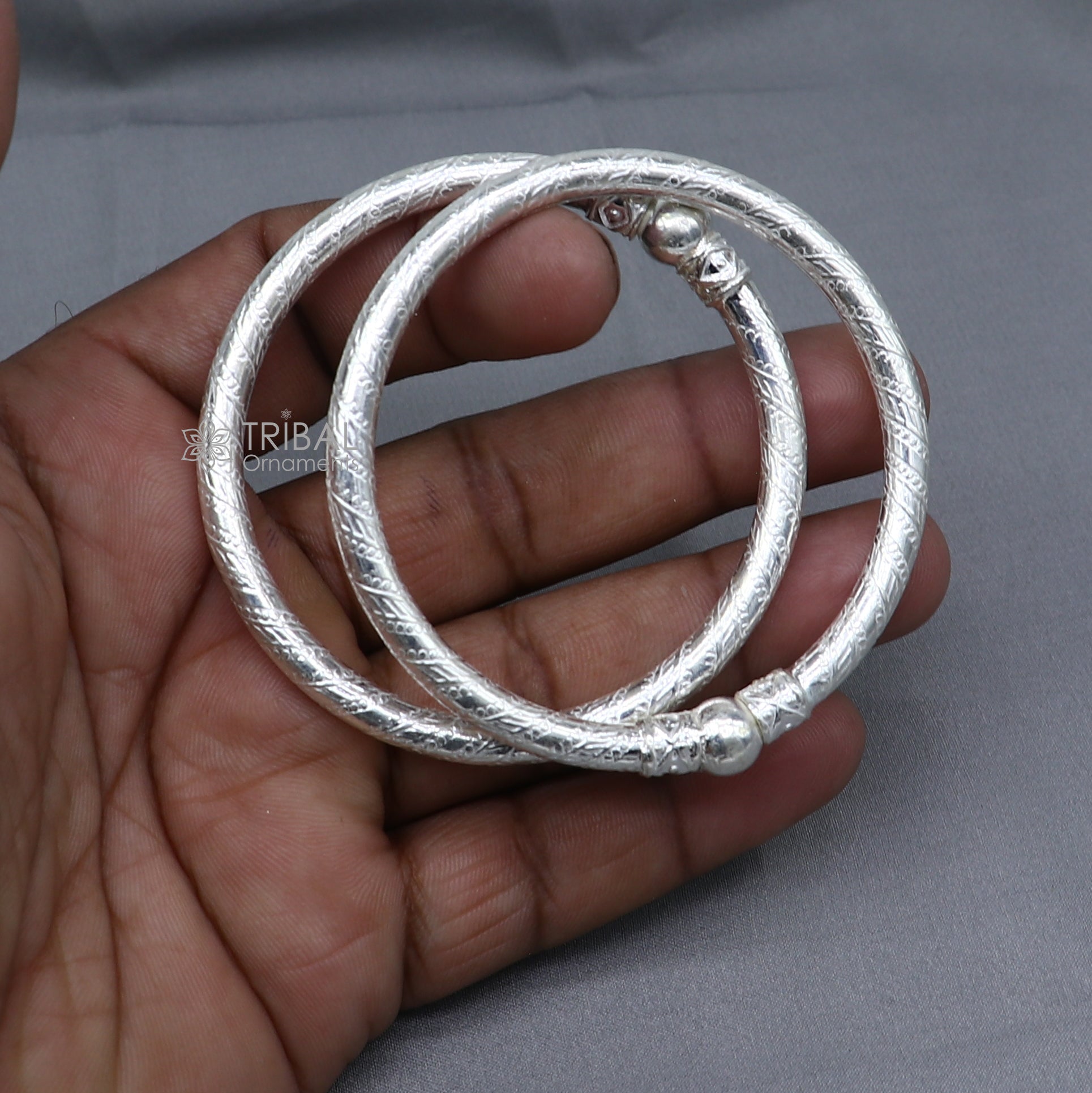 925 sterling silver handmade plain Ball design bangle bracelet kada jewelry, unique ball kada bangle for girls nba432 - TRIBAL ORNAMENTS
