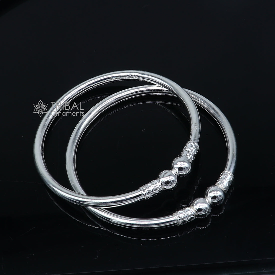 925 sterling silver handmade plain Ball design bangle bracelet kada jewelry, unique ball kada bangle for girls nba432 - TRIBAL ORNAMENTS