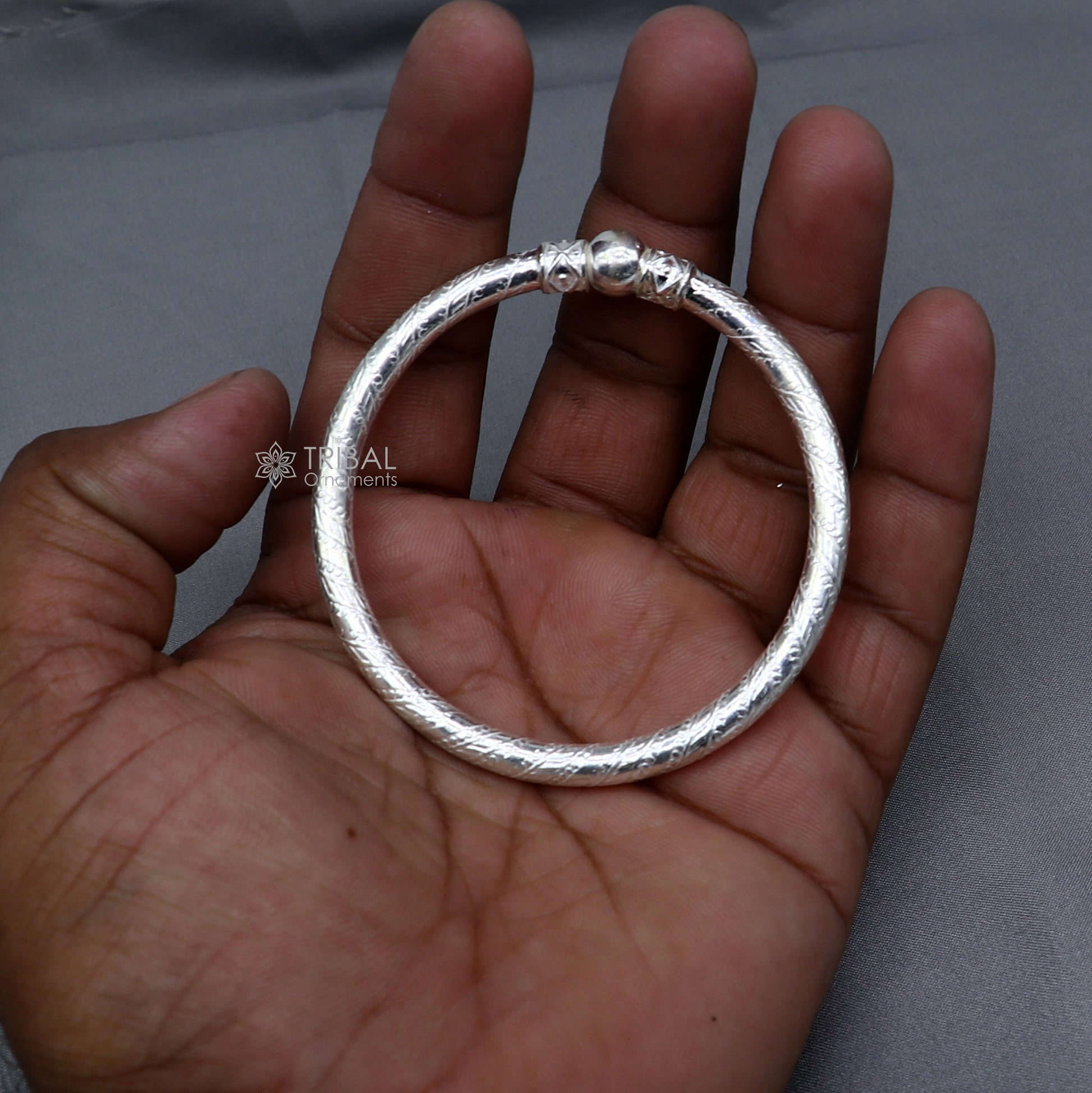 925 sterling silver handmade plain Ball design bangle bracelet kada jewelry, unique ball kada bangle for girls nba432 - TRIBAL ORNAMENTS