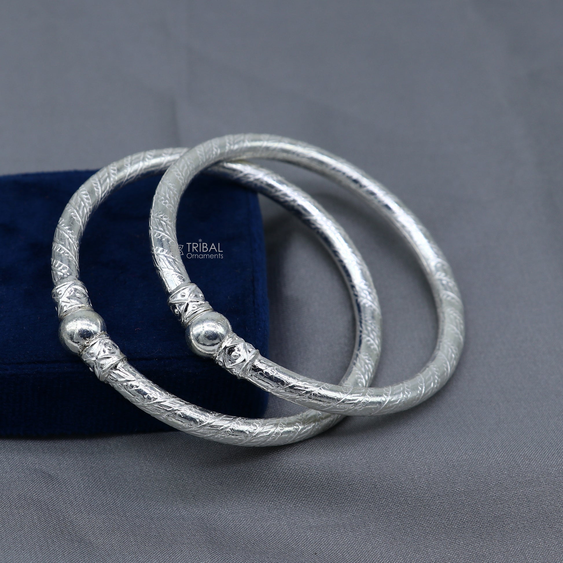 925 sterling silver handmade plain Ball design bangle bracelet kada jewelry, unique ball kada bangle for girls nba432 - TRIBAL ORNAMENTS