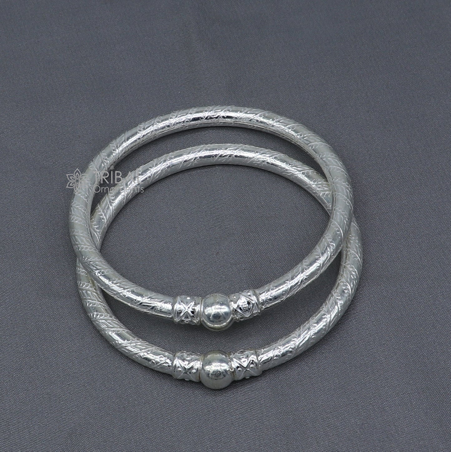 925 sterling silver handmade plain Ball design bangle bracelet kada jewelry, unique ball kada bangle for girls nba432 - TRIBAL ORNAMENTS