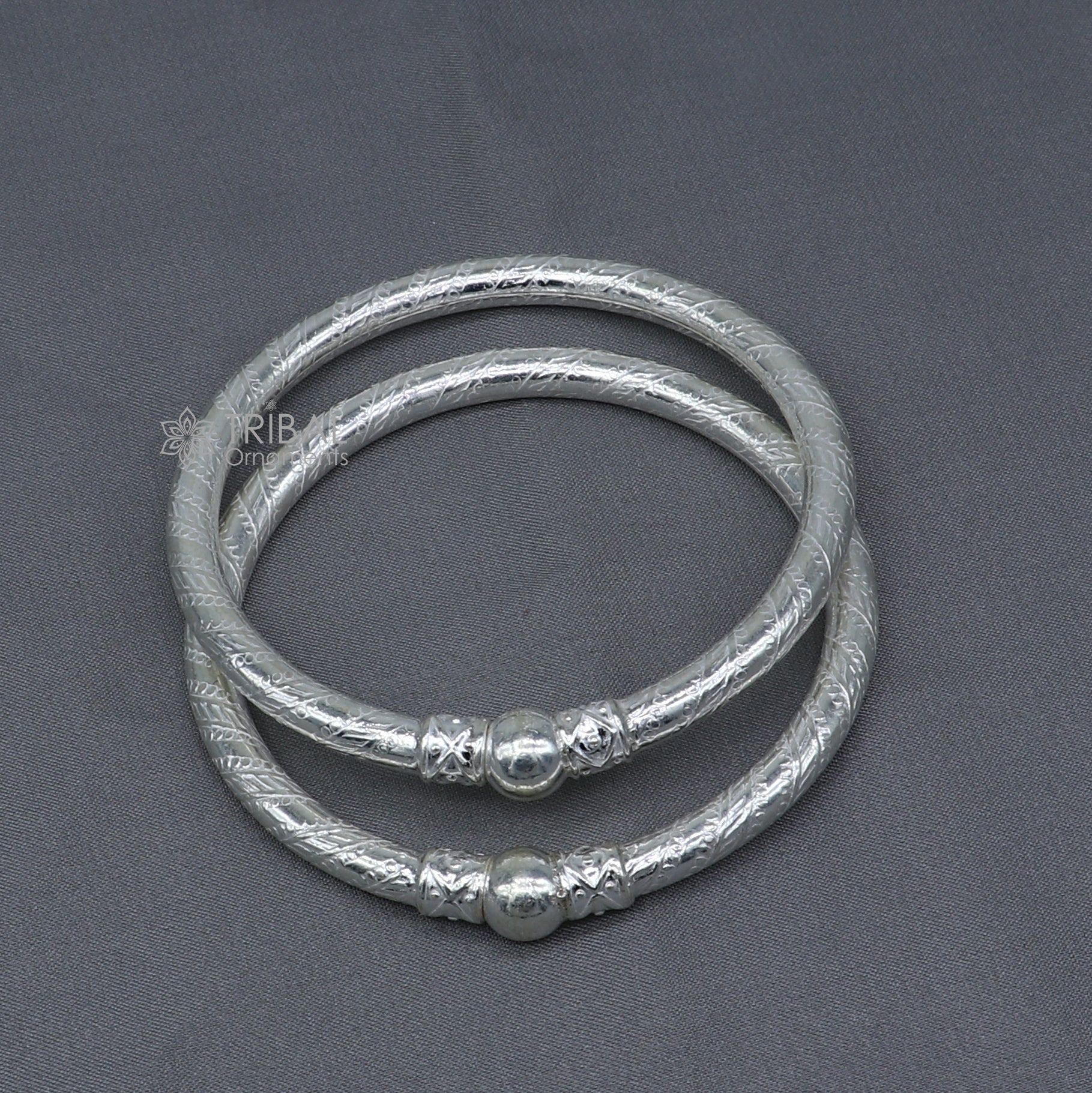 925 sterling silver handmade plain Ball design bangle bracelet kada jewelry, unique ball kada bangle for girls nba432 - TRIBAL ORNAMENTS