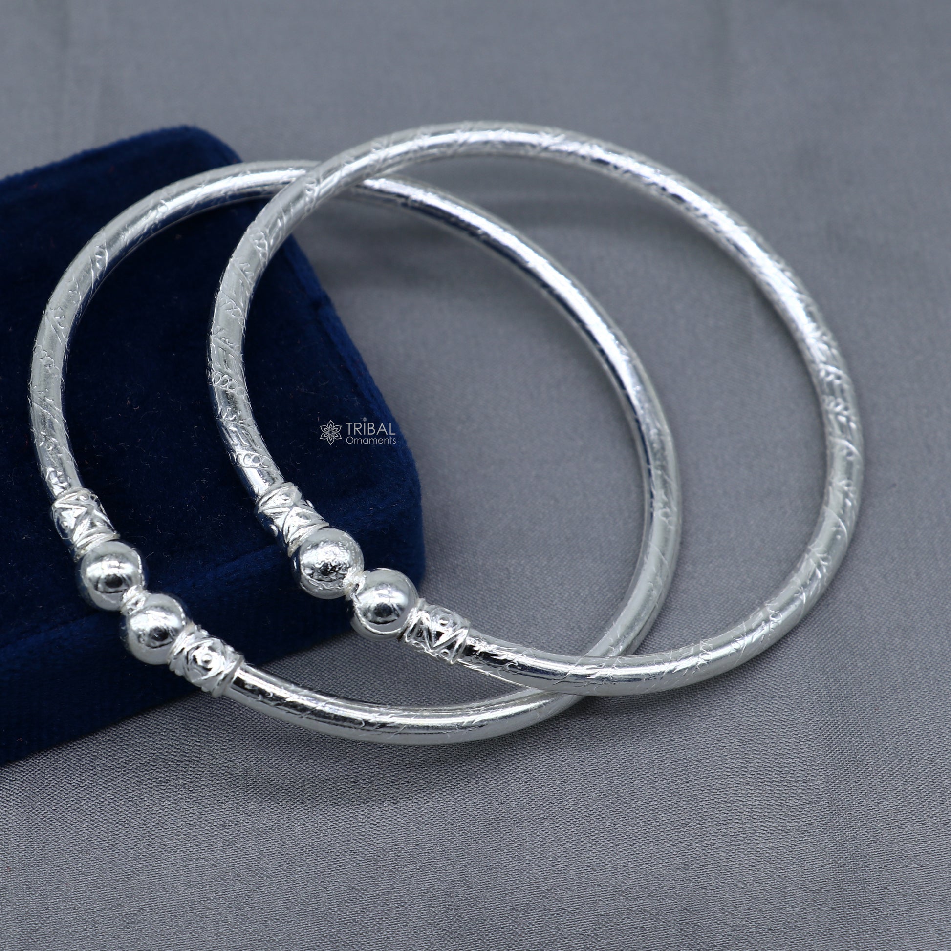 925 sterling silver handmade plain Ball design bangle bracelet kada jewelry, unique ball kada bangle for girls nba433 - TRIBAL ORNAMENTS