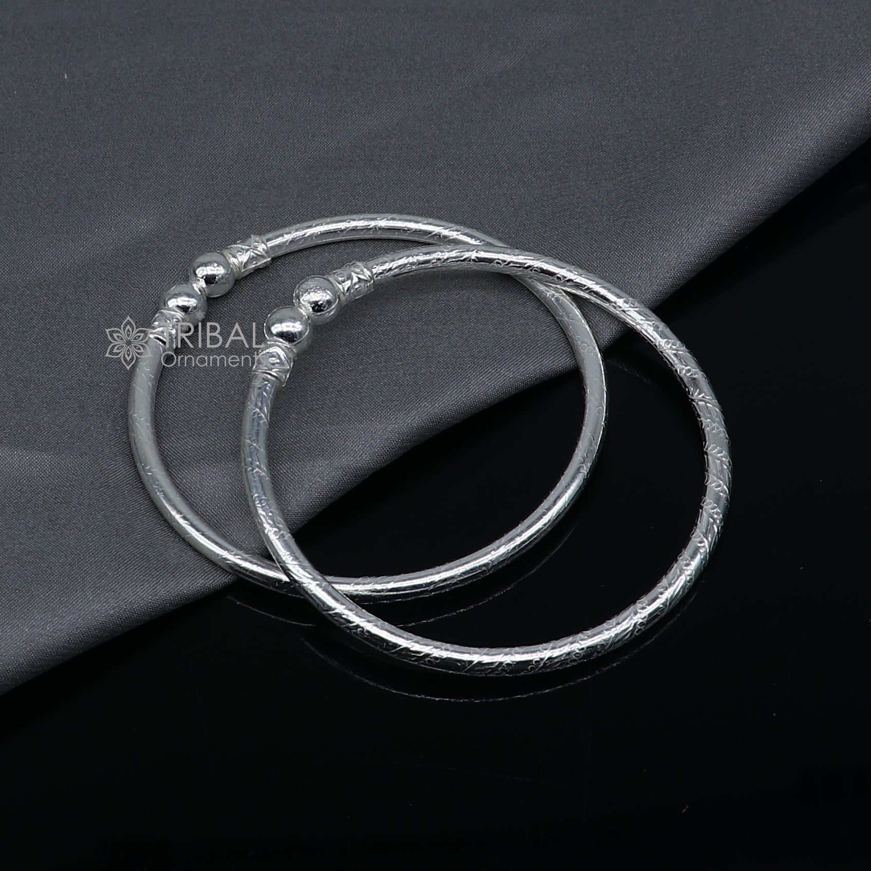 925 sterling silver handmade plain Ball design bangle bracelet kada jewelry, unique ball kada bangle for girls nba433 - TRIBAL ORNAMENTS