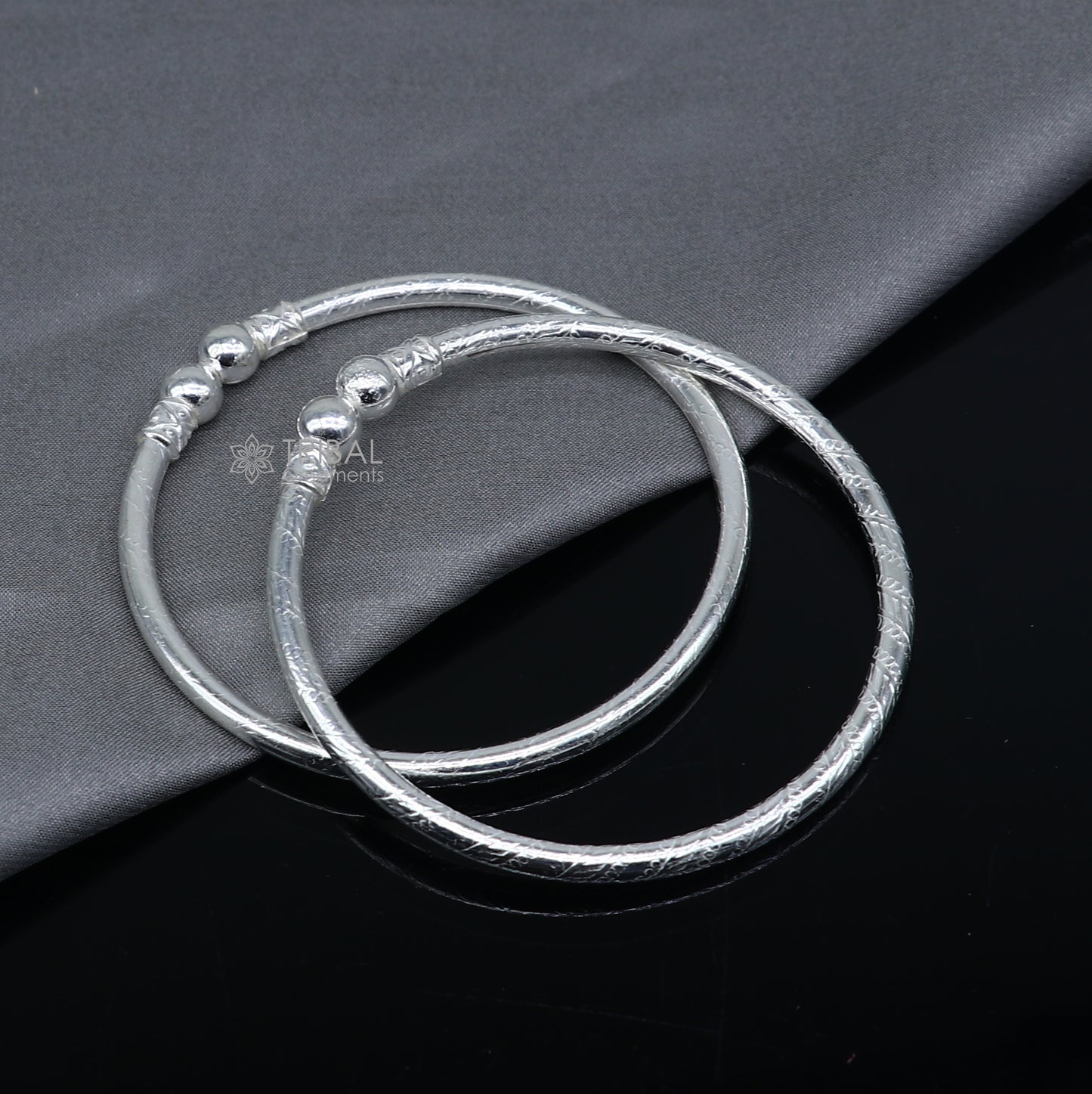 925 sterling silver handmade plain Ball design bangle bracelet kada jewelry, unique ball kada bangle for girls nba433 - TRIBAL ORNAMENTS