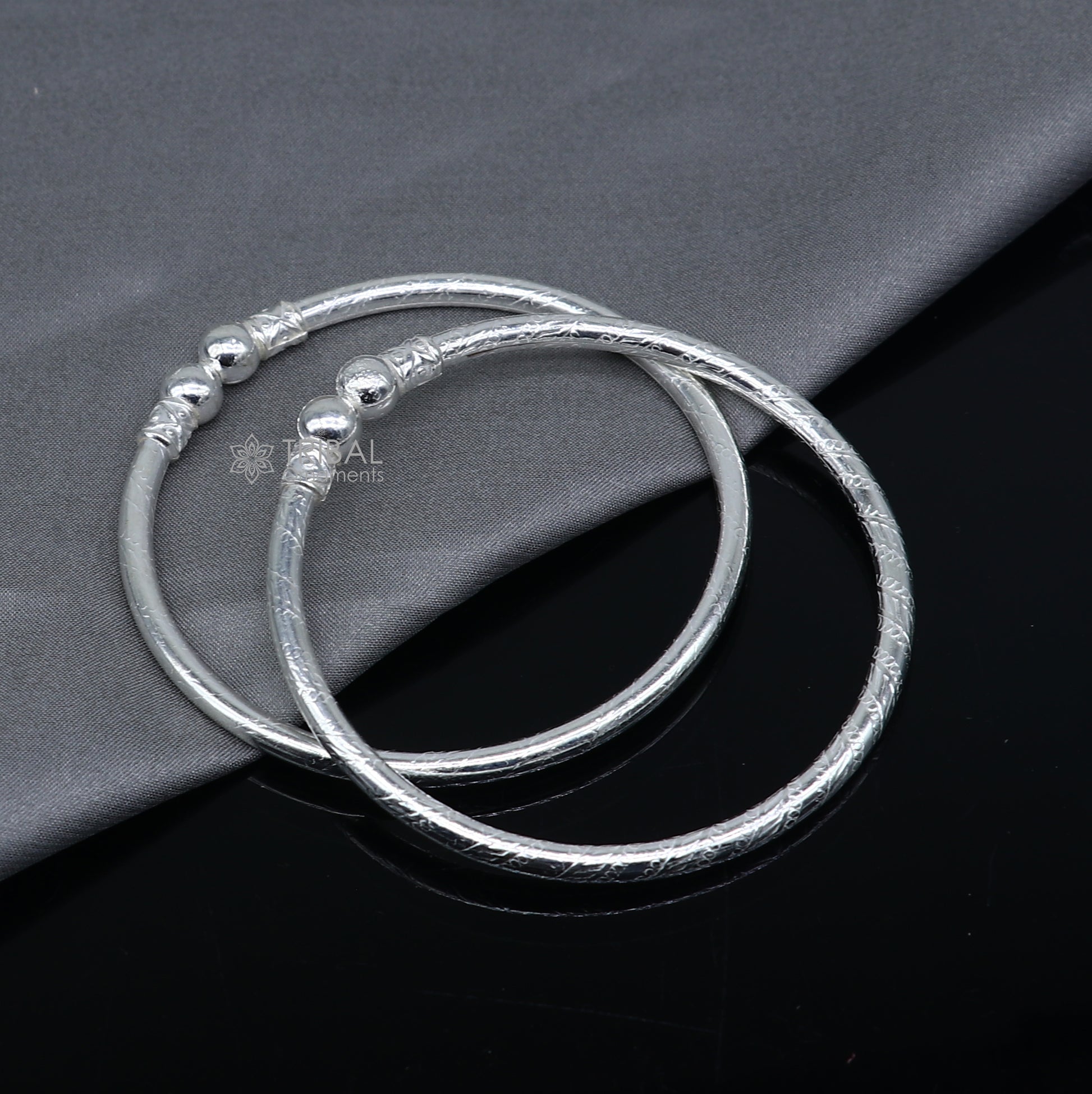 925 sterling silver handmade plain Ball design bangle bracelet kada jewelry, unique ball kada bangle for girls nba433 - TRIBAL ORNAMENTS