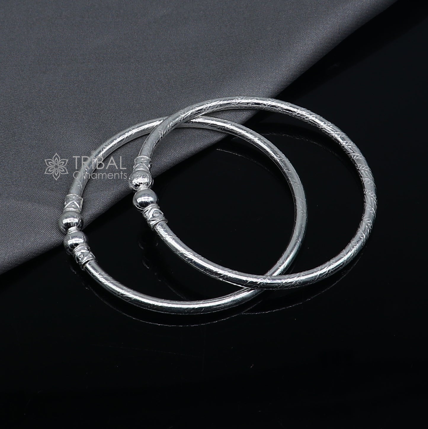 925 sterling silver handmade plain Ball design bangle bracelet kada jewelry, unique ball kada bangle for girls nba433 - TRIBAL ORNAMENTS