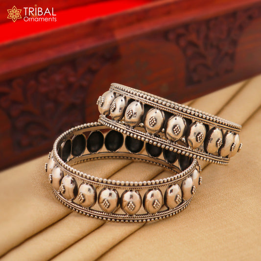 925 sterling silver handmade Gorgeous Vintage floral design bangle bracelet tribal ethnic jewelry best bride gifting jewelry nba313