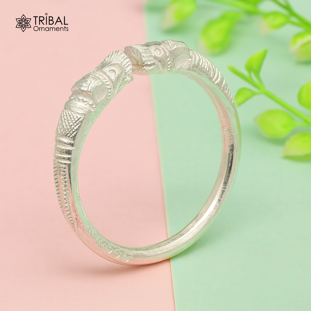 Vintage design handmade 999 fine silver baby bangle kada solid customized tribal design bangle adjustable unisex kids kada nbbk96