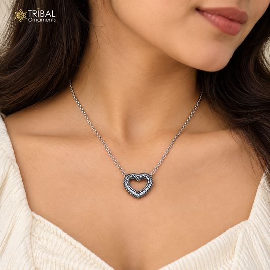 925 sterling silver zircon stone heart shape necklace ms160