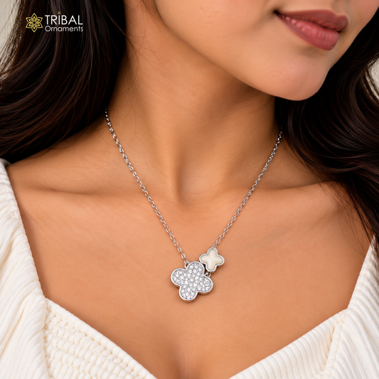 925 sterling silver zircon stone floral style amazing necklace for women ms168