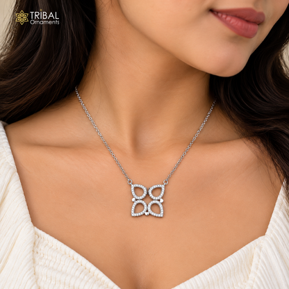 925 sterling silver floral style zircon stone elegant pendant for women's  ms164