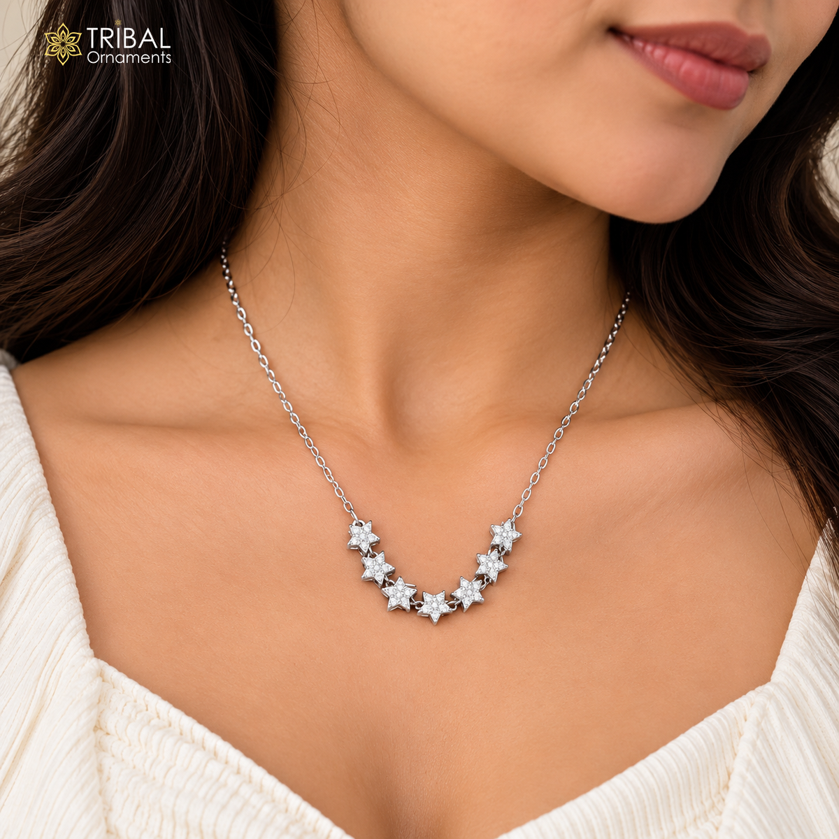 925 sterling silver zircon stone star style classical necklace ms162