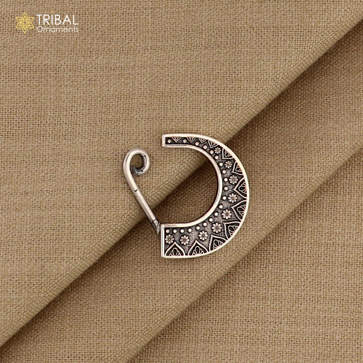 925 sterling silver nath vintage design clip on nose pin ethnic tribal jewelry np100